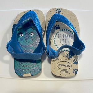 Havaianas flip flop sandals blue lion size 4 baby infant